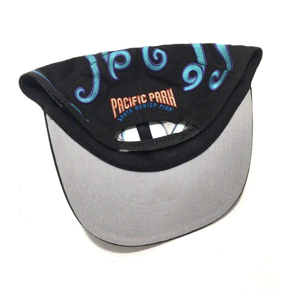 PACIFIC PARK SANTA MONICA PIER OCTOPUS All OVER EMBROIDERED AQUA COLOR NICE